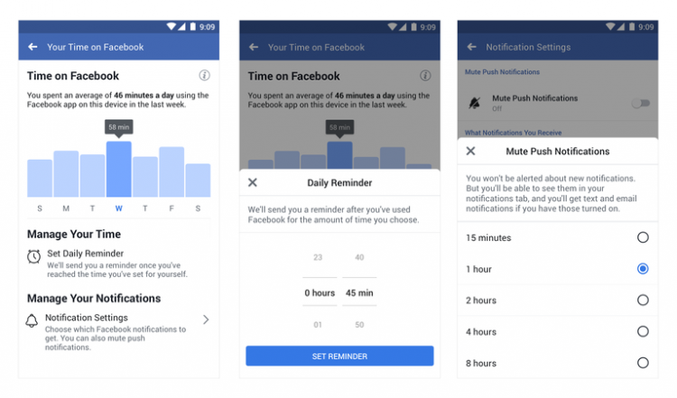 В Facebook и Instagram появились инструменты управления временем, проведённым в приложениях
