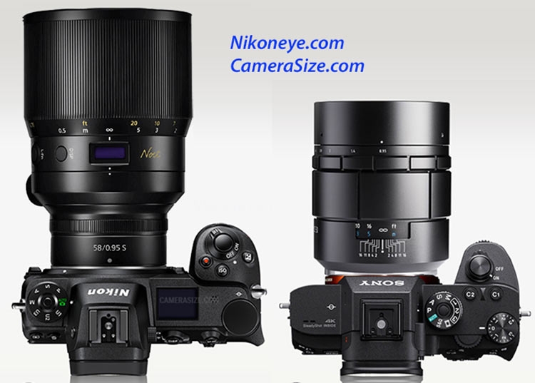 Сравнение размеров объективов: Noct 58 мм f/0,95 и Meyer-Optik Gorlitz Nocturnus 50 мм f/0,95 FE ($3000).