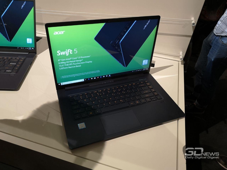 Новый ноутбук Acer Swift 5 с 15,6" дисплеем весит менее килограмма