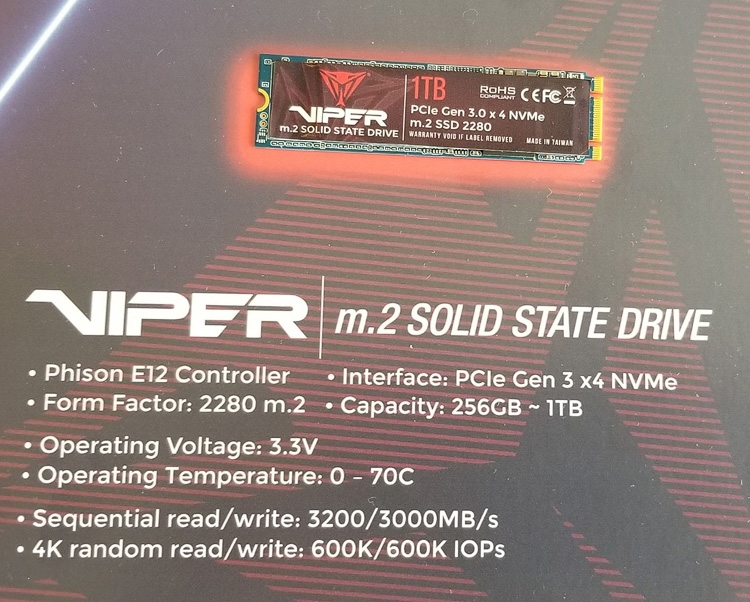 M.2 SSD Patriot Viper объёмом 1 Тбайт