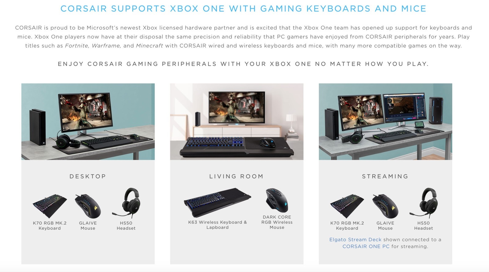 Выбор игровых аксессуаров для Xbox One расширяется: Corsair объявила о поддержке консоли