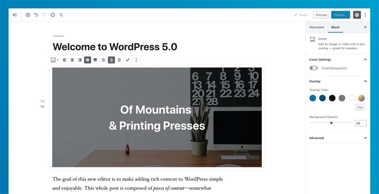Новый веб-редактор WordPress 5.0