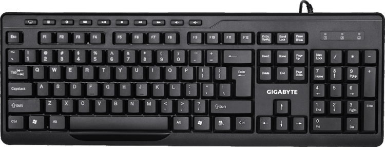 В комплект GIGABYTE KM6300 входят проводные клавиатура и мышь"