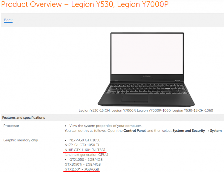 Lenovo случайно подтвердила существование видеокарты GeForce GTX 1160"
