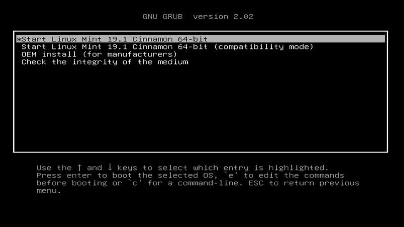 Старт Linux Mint в UEFI-режиме