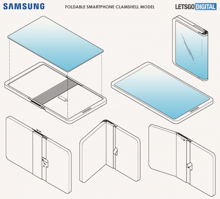 Патент Samsung: компактная «раскладушка» с гибким экраном наружу и сложной петлёй"