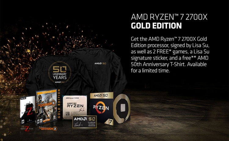Юбилейный AMD Ryzen 7 2700X поставляется с двумя играми и футболкой"