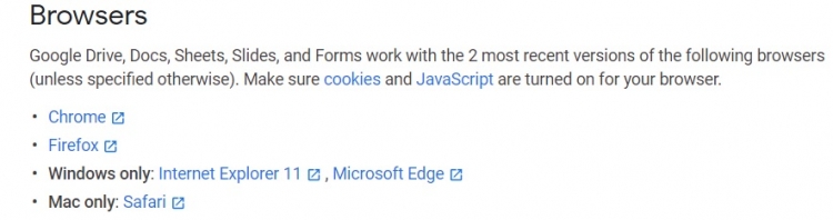 Google Docs не поддерживается в Microsoft Edge на базе Chromium"