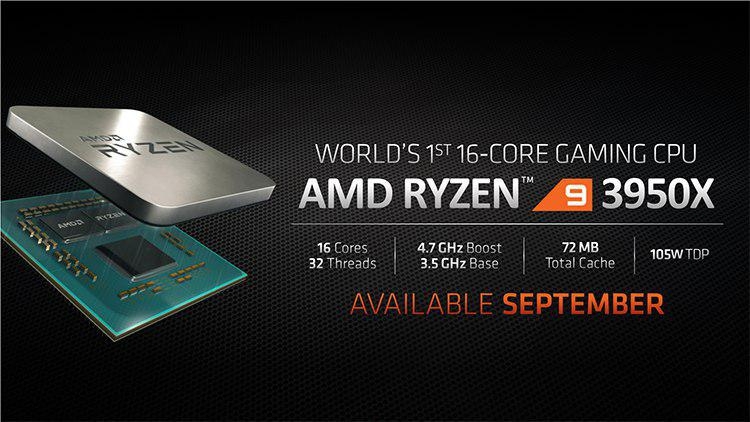 AMD официально представила 16-ядерный Ryzen 9 3950X"