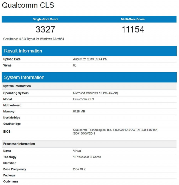 Geekbench подтвердил, что Snapdragon 8cx действительно сможет конкурировать с Core i5"