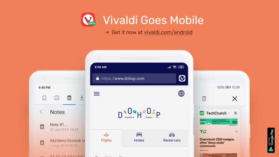 Бета-версия мобильного браузера Vivaldi уже доступна для установки в Google Play, пока только для Android и без поддержки планшетов