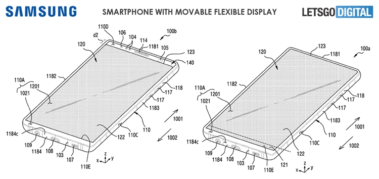 Samsung предлагает прятать селфи-камеру и сенсоры в смартфонах за сдвижным дисплеем"