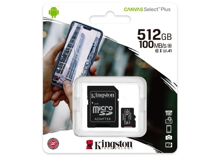 Kingston представила карты памяти Canvas Select Plus ёмкостью до 512 Гбайт