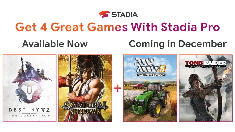 С 1 декабря подписчикам Stadia Pro станут доступны Tomb Raider: Definitive Edition и Farming Simulator 19