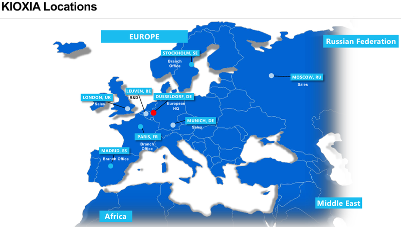 KIOXIA Europe имеет отделения во всех крупных странах европейского континента