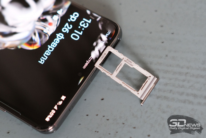  Samsung Galaxy S20 Ultra, гибридный слот для двух nano-SIM и/или карты памяти microSD 