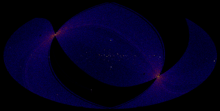 Карта трех четвертей неба в галактических координатах (нажмите для увеличения) / ИКИ РАН