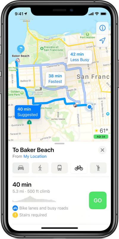Велосипедные маршруты на iPhone 11 Pro