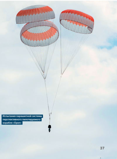  Испытания парашютной системы приземления корабля «Орел». Фото из журнала «Русский космос» №12, 2019 