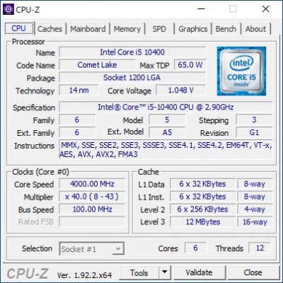  Core i5-10400 