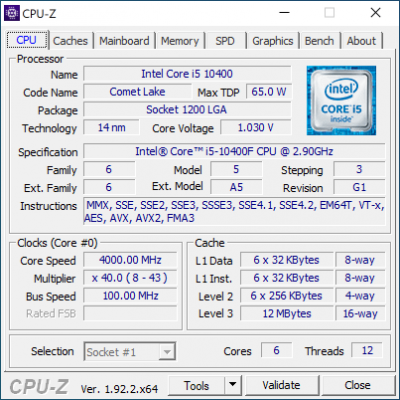  Core i5-10400F 