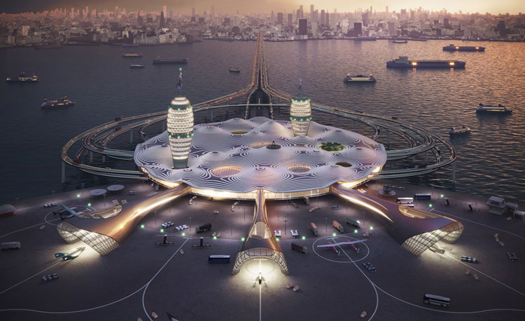  Проект космопорта в Токийском заливею Источник изображения: Noiz Architects 