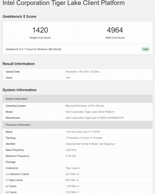 Intel Core I7 11370h обзор