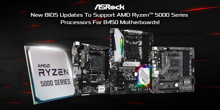 ASRock motherboards based on AMD B450 received support for Ryzen 5000 processors