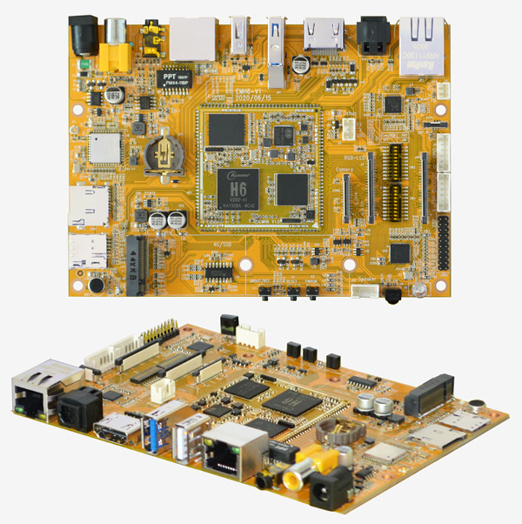 Одноплатный компьютер Boardcon EMH6 выполнен на жёлтом текстолите и поддерживает накопители M.2 NVMe