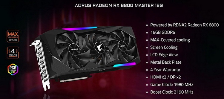 Gigabyte первой озвучила цены на неэталонные версии Radeon RX 6800 (XT) — до $899