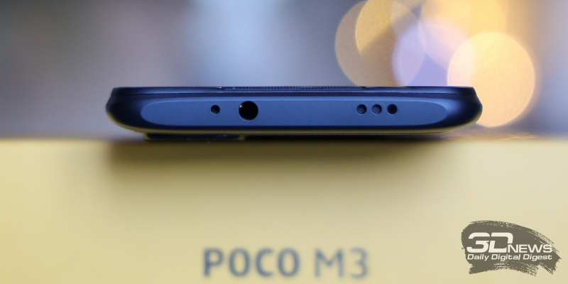 Xiaomi POCO M3, верх: динамик, инфракрасный порт, мини-джек, микрофон