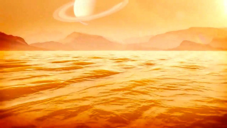  Представление художника о море на поверхности Титана. Титан.Источник изображения: NASA/John Glenn Research Center 