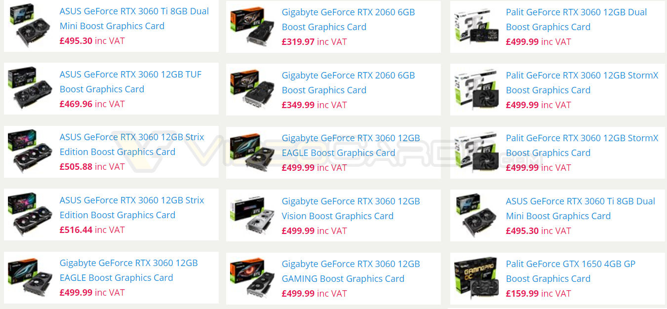 Первые цены на различные варианты GeForce RTX 3060 намекают на ожидаемый дефицит