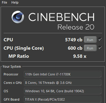  Intel Core i7-11700K в Cinebench R20 (Форумы HardwareLuxx) 