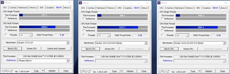  Показатели Intel Core i7-11700K в CPU-Z с лёгким разгоном (форумы HardwareLuxx) 