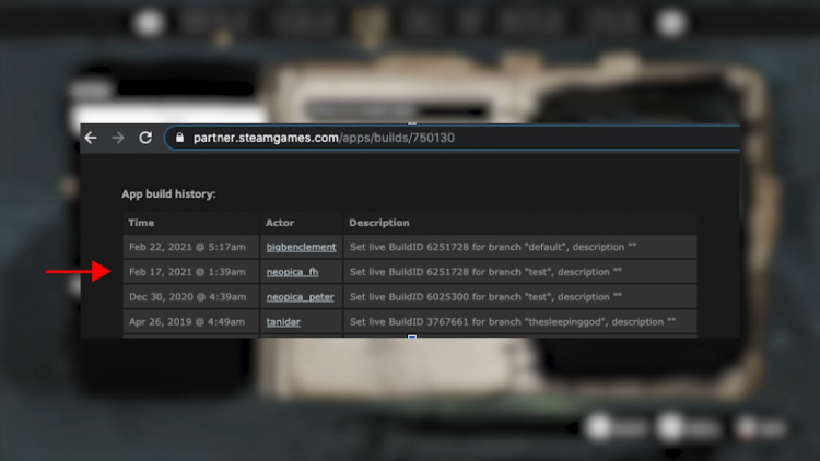 The mention of the cracker's account remains in the history of changes in the Steam client