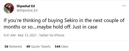 Слухи: в «следующие пару месяцев» Sekiro станет бесплатной для пользователей подписочных сервисов Sony или Microsoft