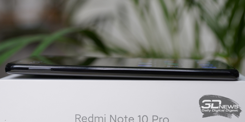  Xiaomi Redmi Note 10 Pro, левая грань: слот для карточек 