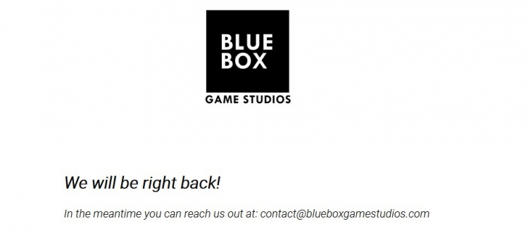 Официальный сайт Blue Box Game Studios пока выглядит примерно так