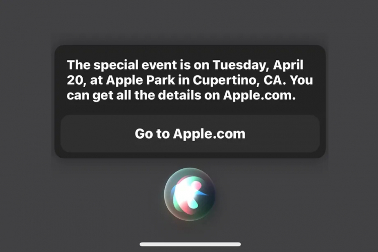 Siri заявила, что следующая презентация Apple состоится 20 апреля
