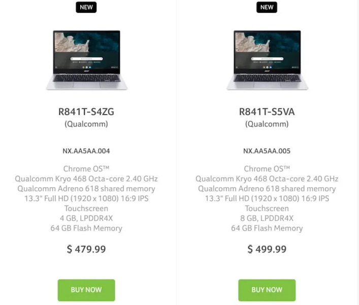 Представлен Acer Chromebook Spin 513 на процессоре Snapdragon 7c по цене $480