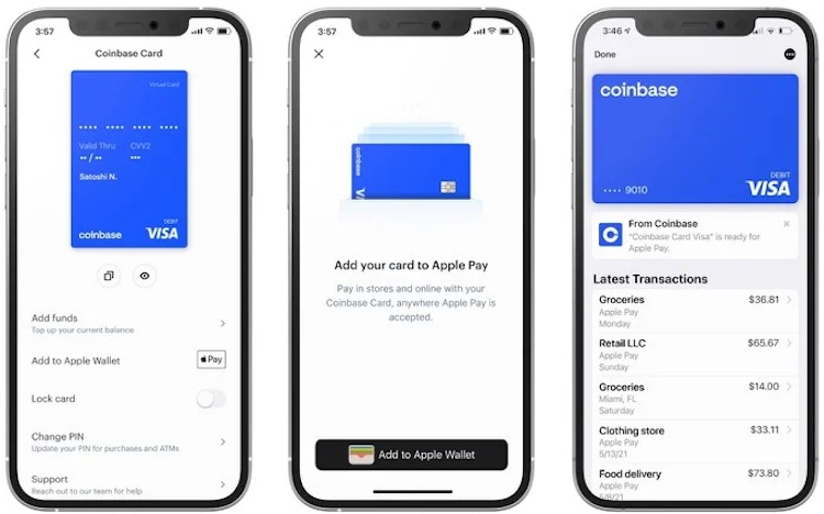 Через Apple Pay и Google Pay теперь можно платить криптовалютой с помощью виртуальной карты Coinbase