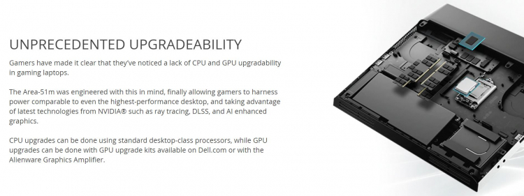 На Dell подали в суд за ложные заявления о возможности апгрейда CPU игрового ноутбука Alienware Area-51m