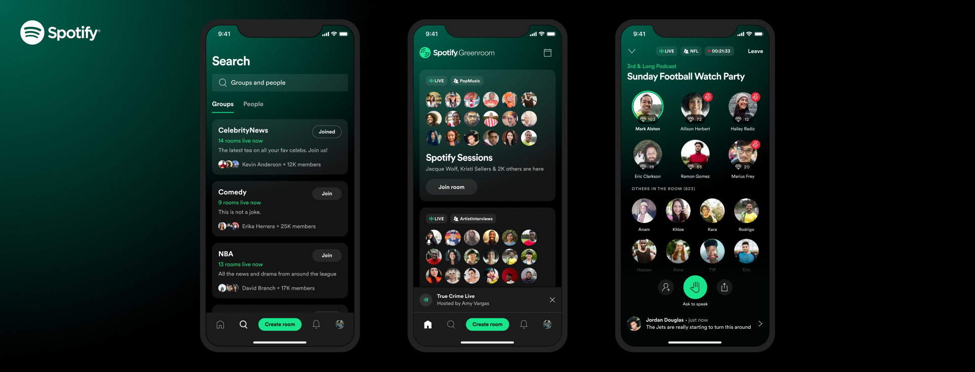 Spotify запустил Greenroom платформу для голосового общения в стиле Clubhouse