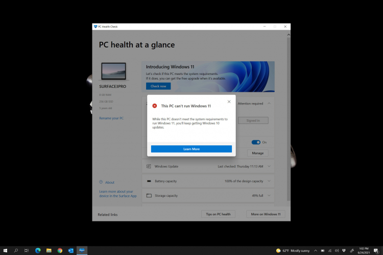 Windows 11 не будет доступна на многих старых компьютерах Microsoft Surface