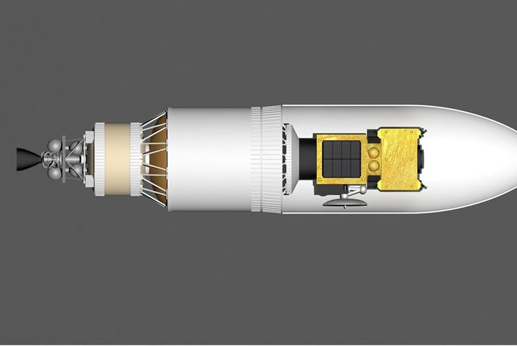  Головная часть ракеты-носителя «Чанчжэн-5» с ударным космическим аппаратом для изменния орбит астероидов. Источник изображения: SCMP 