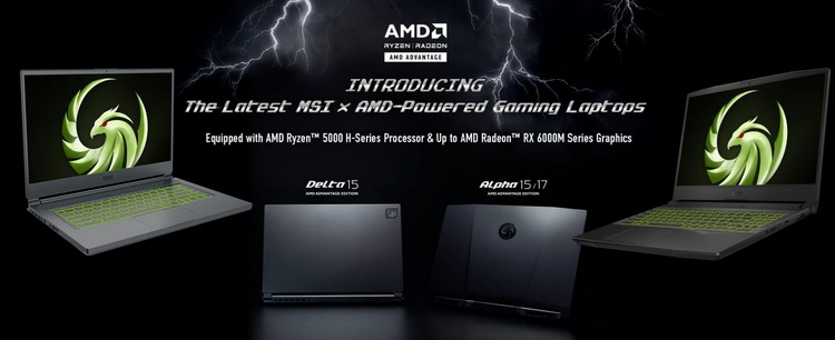 MSI представила игровые ноутбуки Alpha и Delta на процессорах AMD Ryzen 5000H и графике Radeon RX 6000M