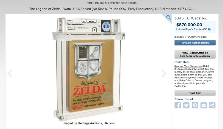 Редкая копия оригинальной The Legend of Zelda ушла с молотка за $870 тыс. — дороже проданной игры история ещё не знала