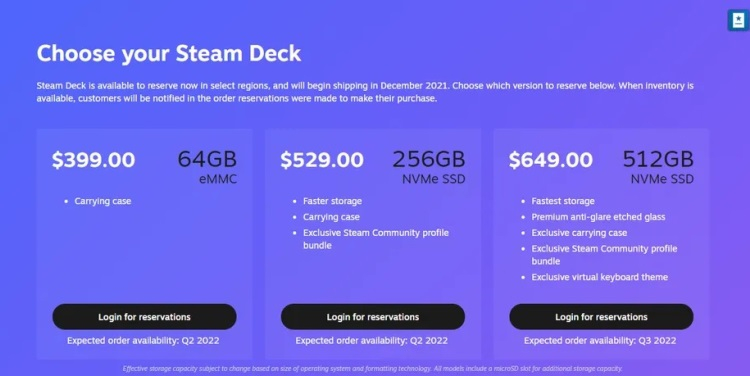 Valve принимает заказы на покупку консоли Steam Deck на второй и третий кварталы 2022 года