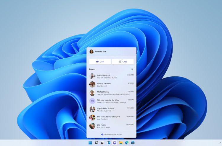 В Windows 11 появилось приложение "Чат" на базе сервиса Microsoft Teams